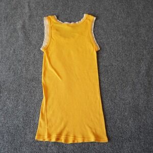 Saint Grace Yellow Ribbed Knit Tank Top Lace Trim Sleeveless Summer Casual